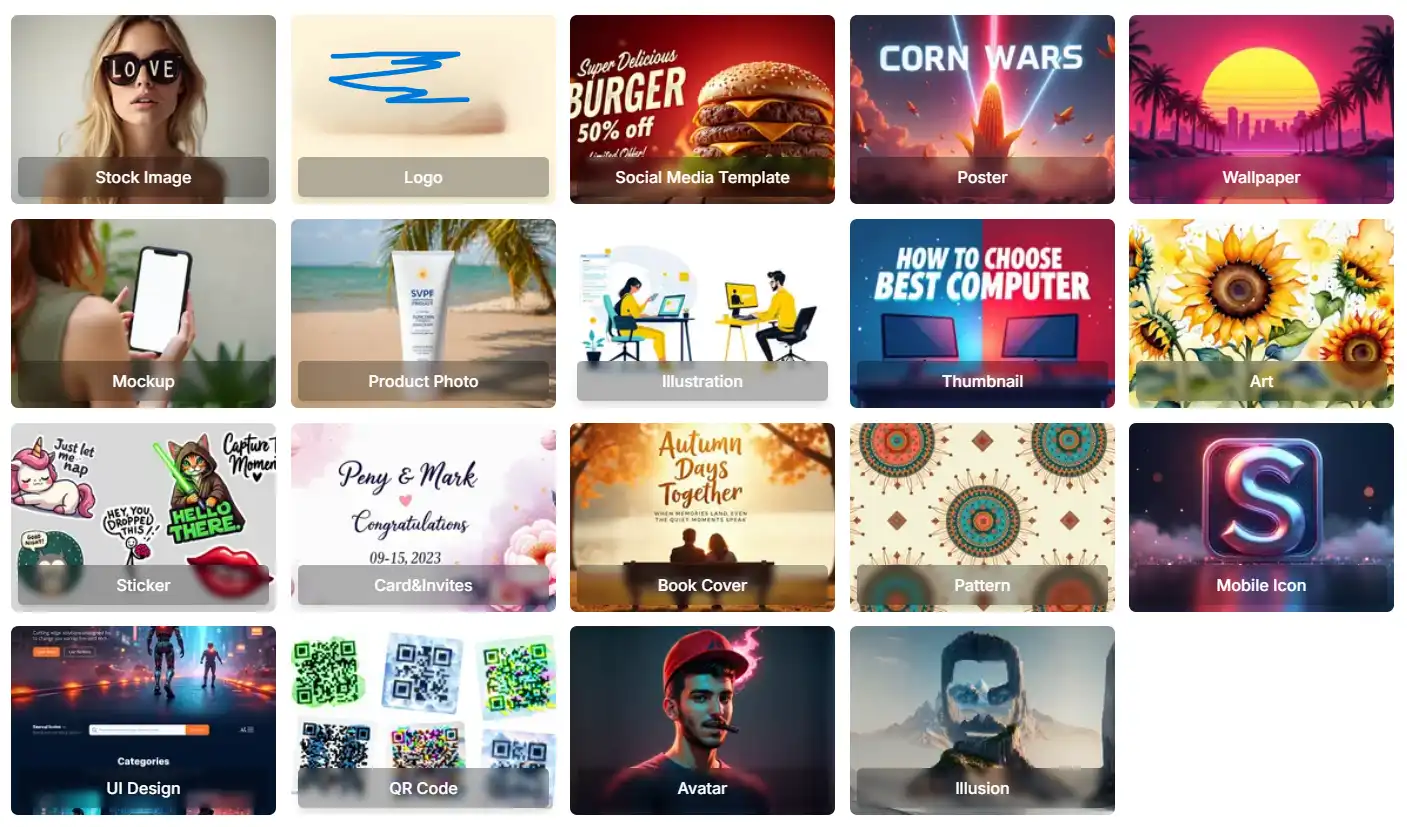 Menu des formats d'images